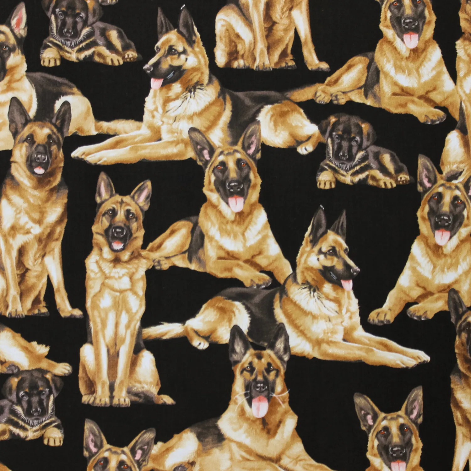 Katoen zwart met honden